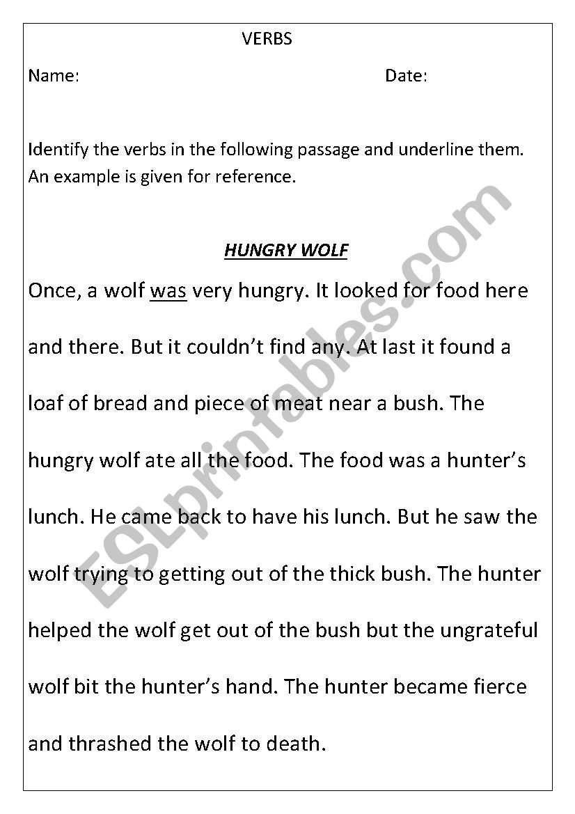 worksheet-for-verbs