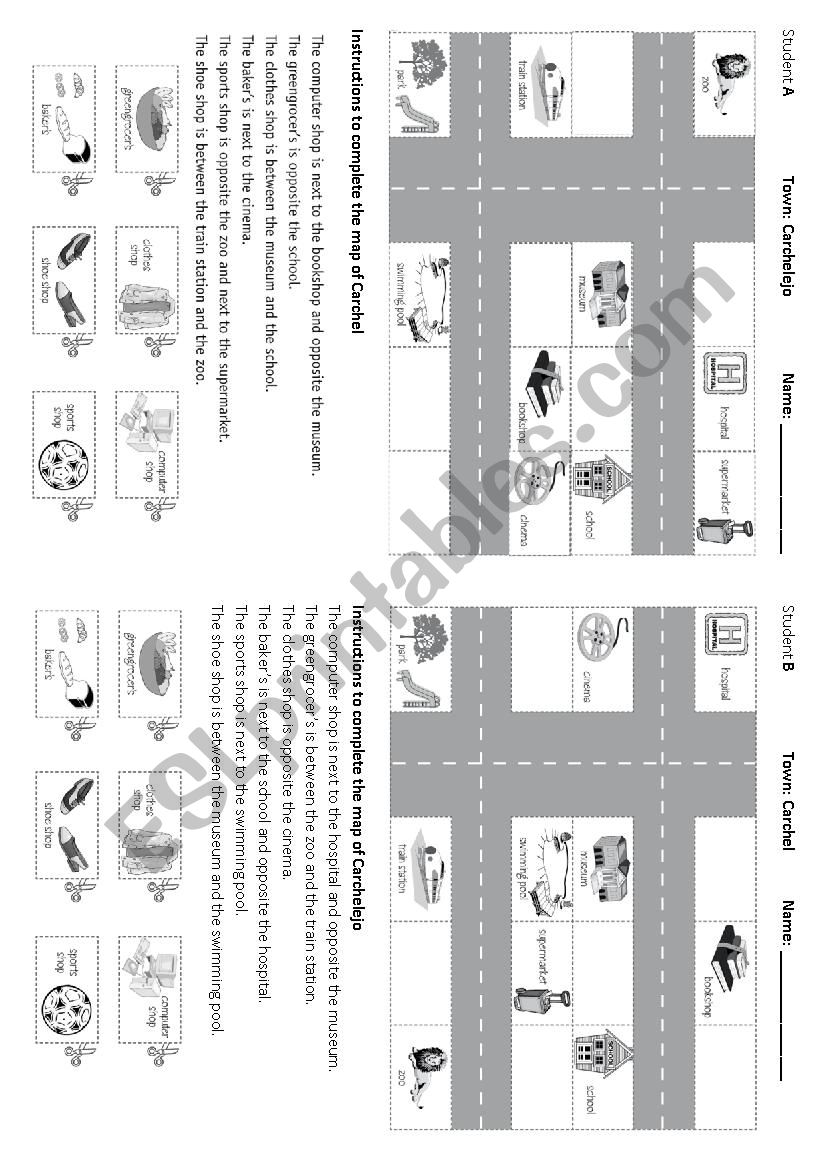 Directions in a city with shops