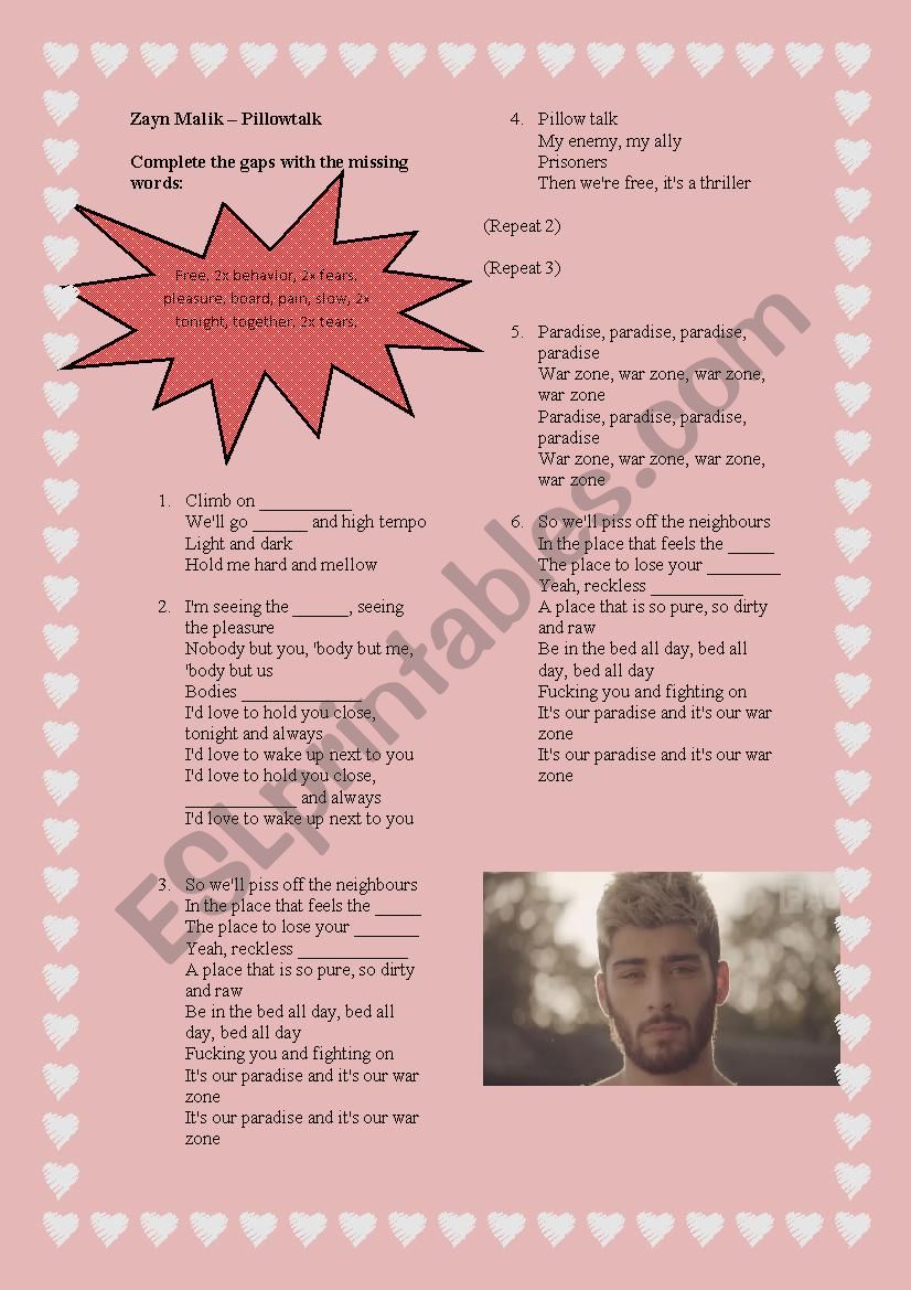 zayn malik pillow talk bpm