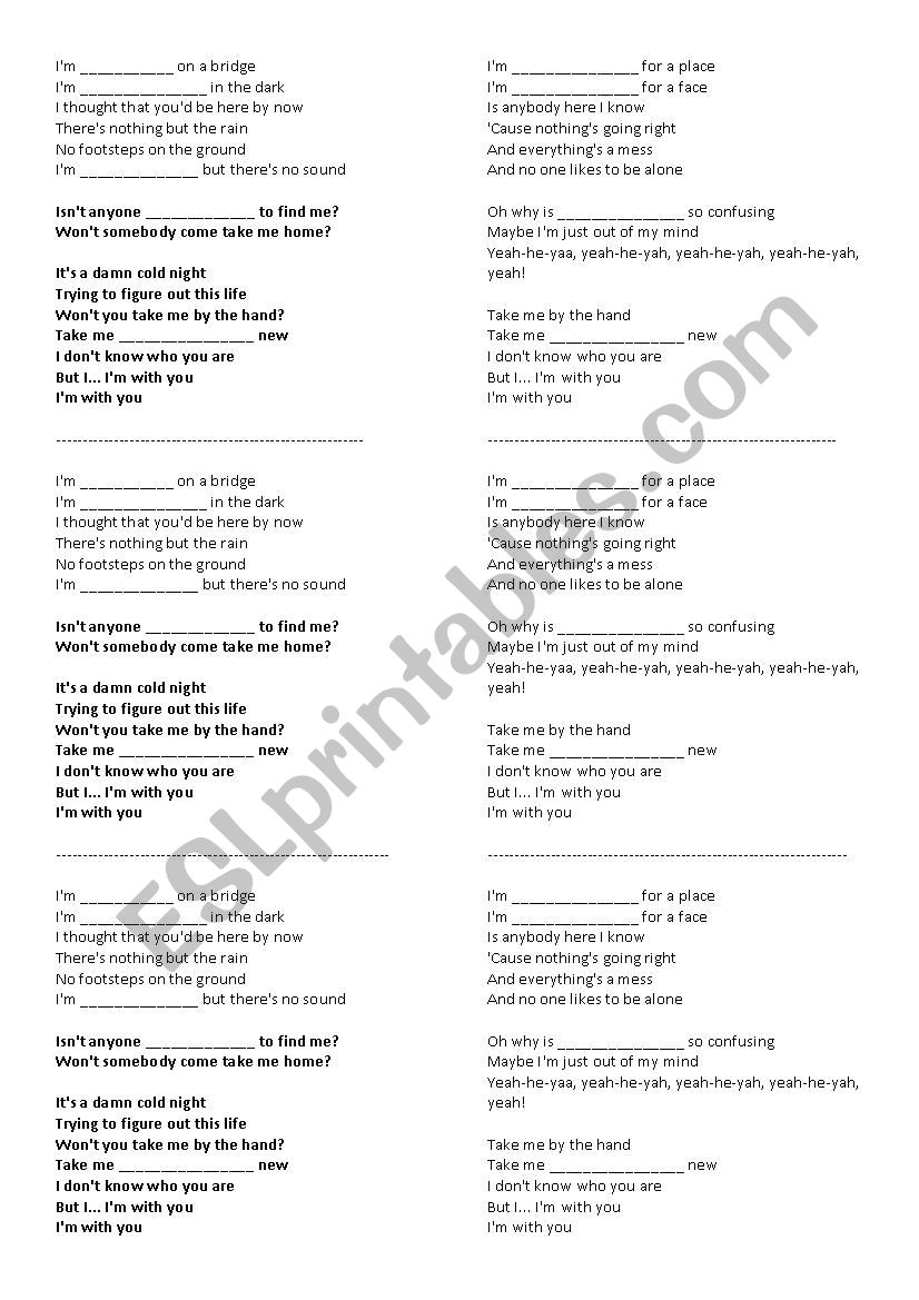Song ( Present Continuous ) worksheet