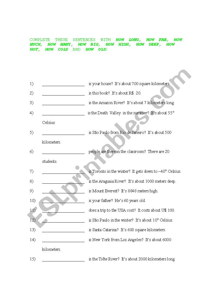 How worksheet