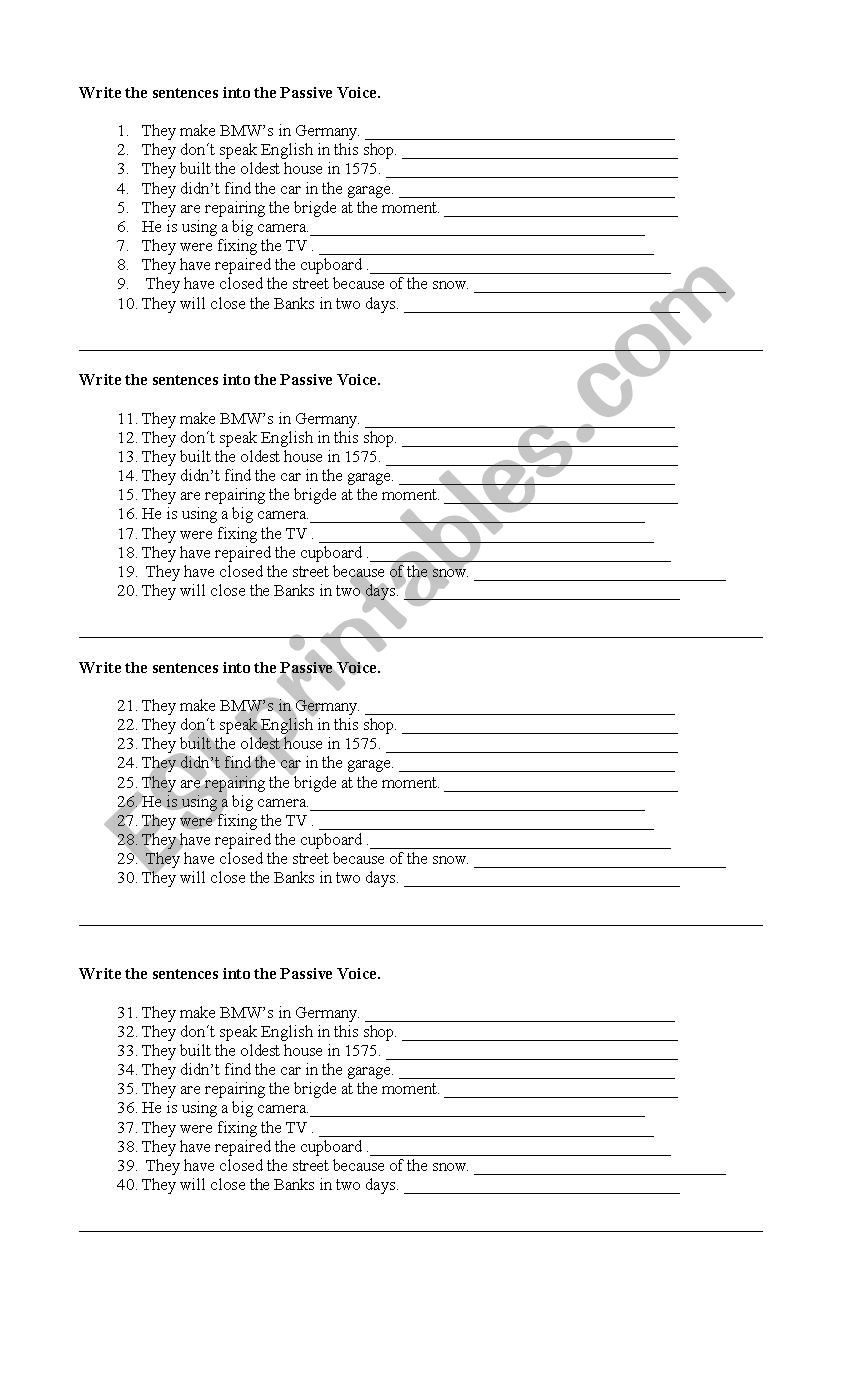 Passive Voice worksheet