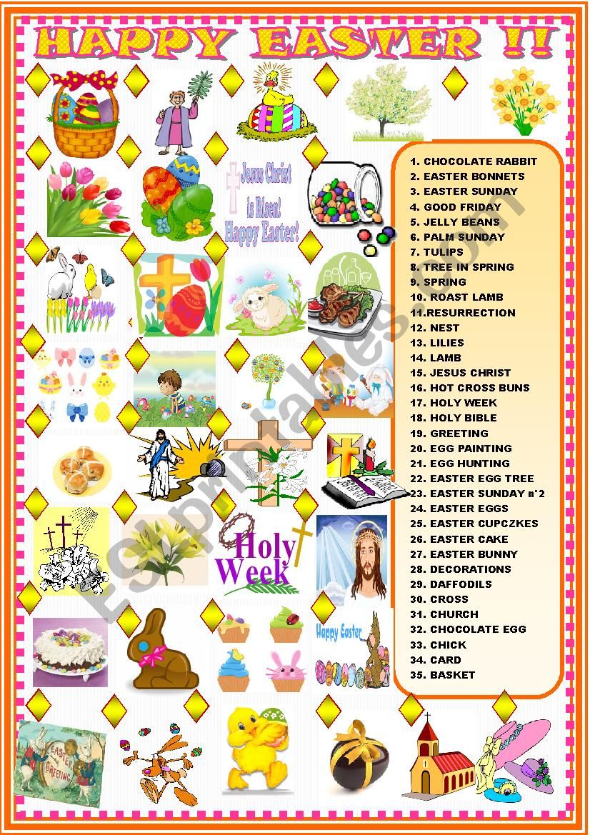 EAster: matching activity worksheet