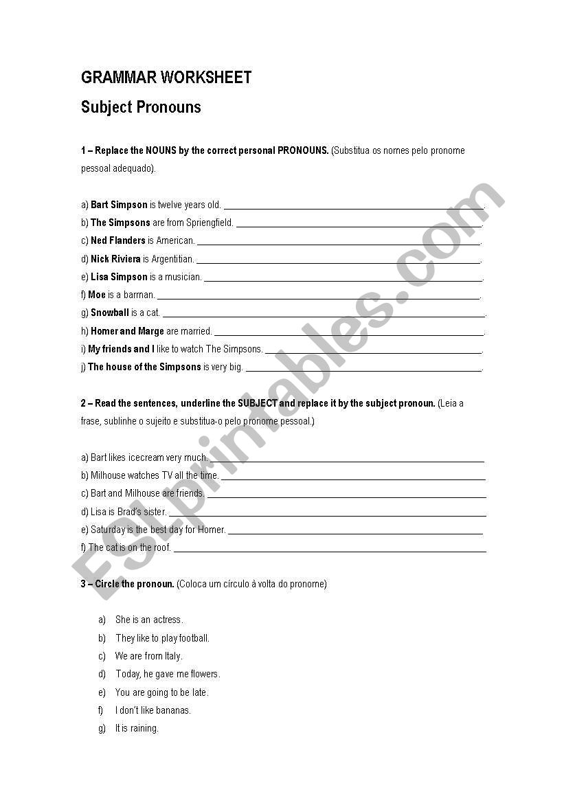 Grammar Worksheet worksheet