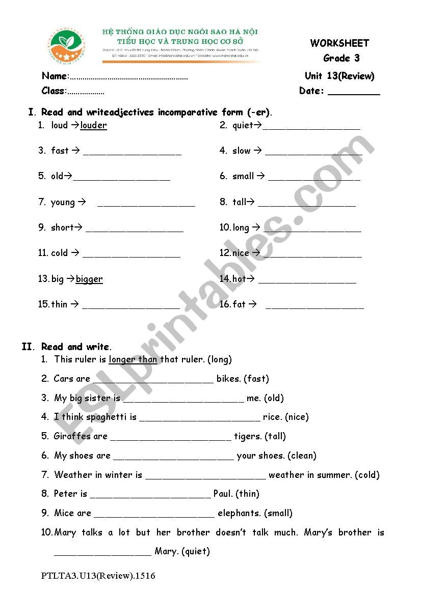 comparative practice worksheet