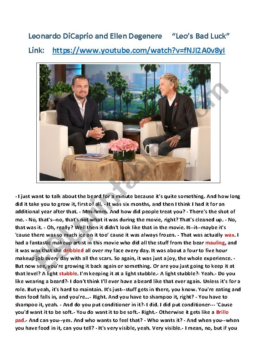 Leonardo DiCaprios Interview with Ellen Degeneres