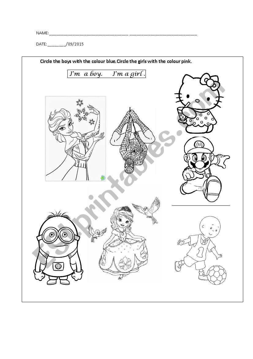 boy or girl worksheet