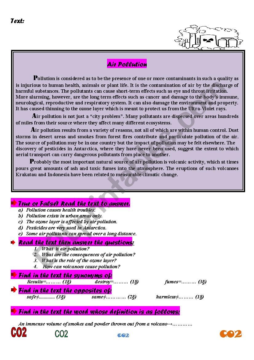 air pollution worksheet