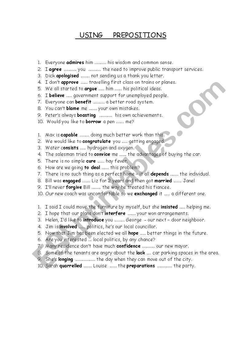  !!  USING PREPOSITIONS !! worksheet