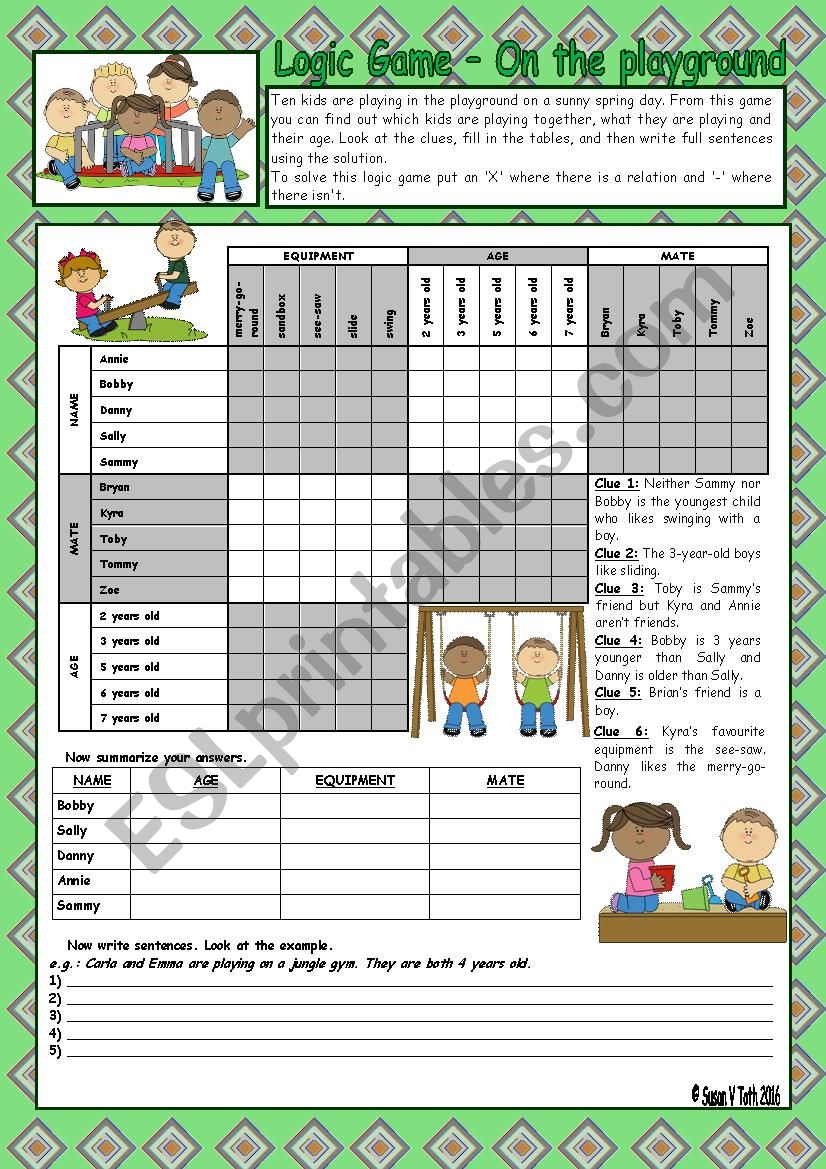 Logic game (68th) - On the playground *** with key *** fully editable