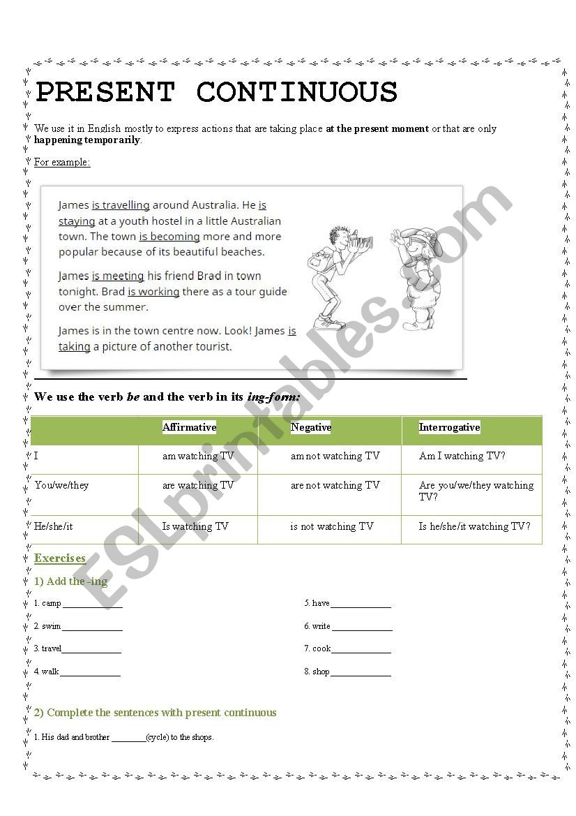 Present Continuous worksheet