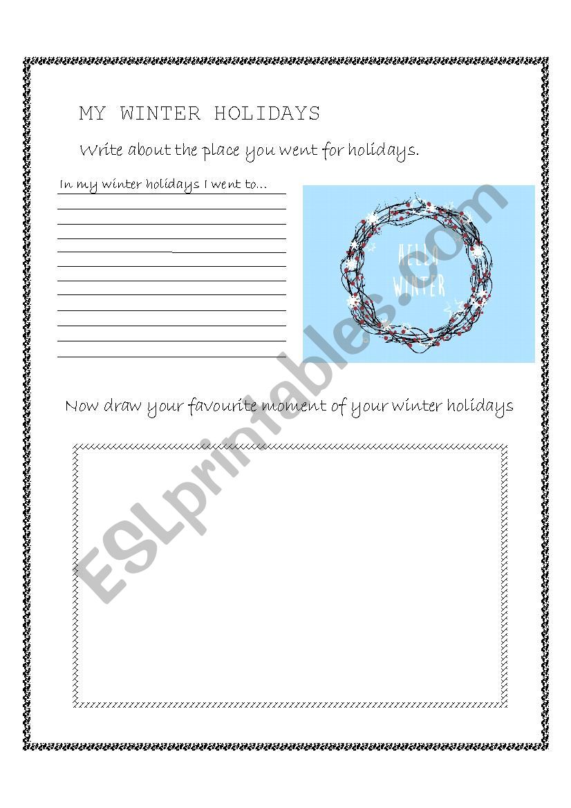 My Winter Holidays worksheet