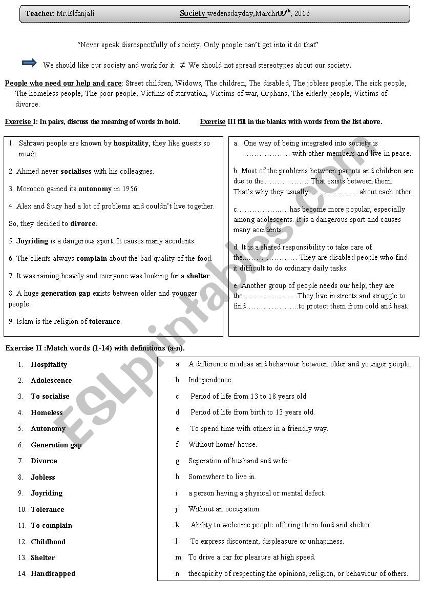 vocabulary  worksheet