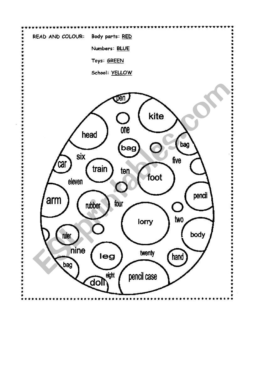 color by word worksheet