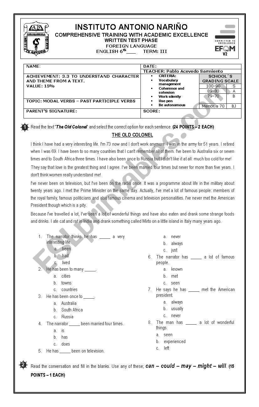 PROGREESIVE TEST worksheet