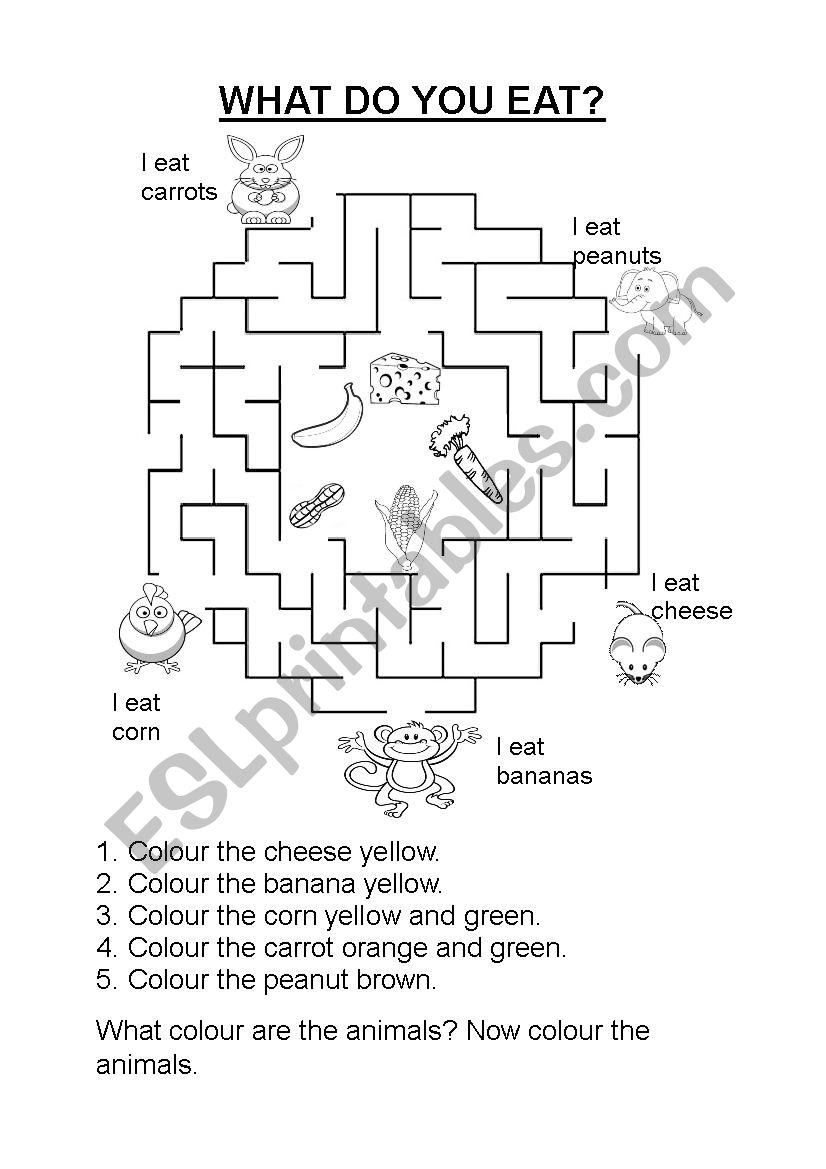 Animal Food Maze worksheet