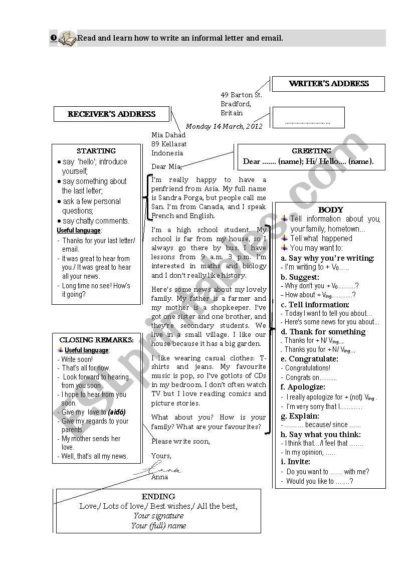 How to write informal letters/emails