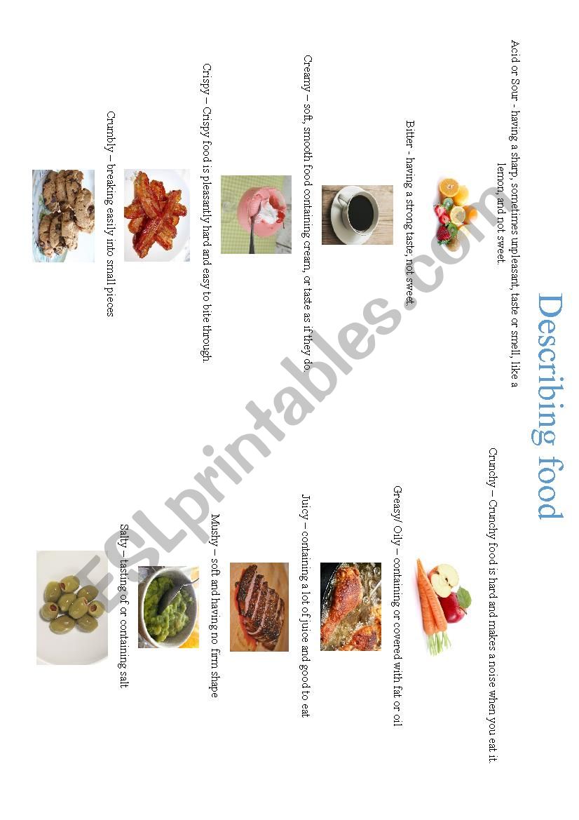 Describing food - Adjectives worksheet