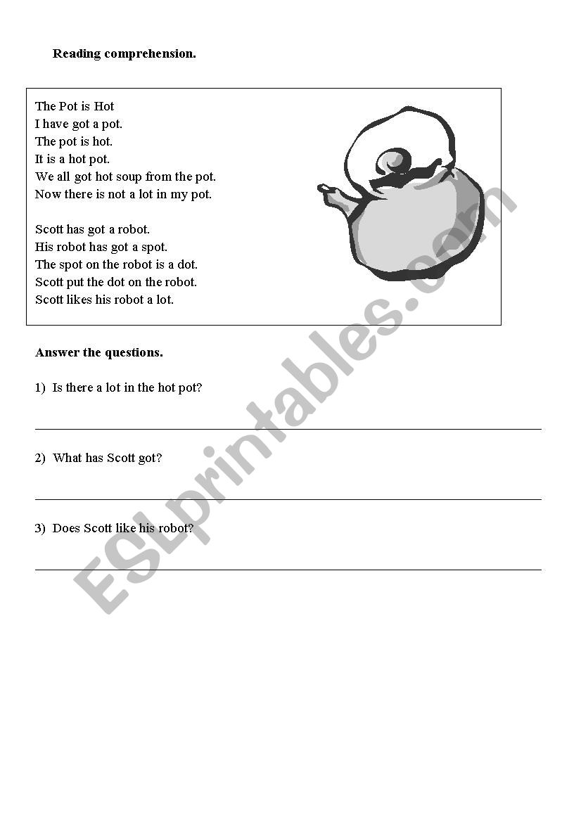 Reading comprehension  worksheet