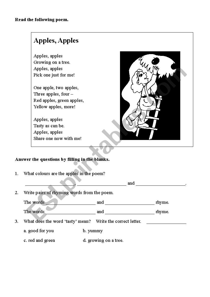 Reading comprehension  worksheet