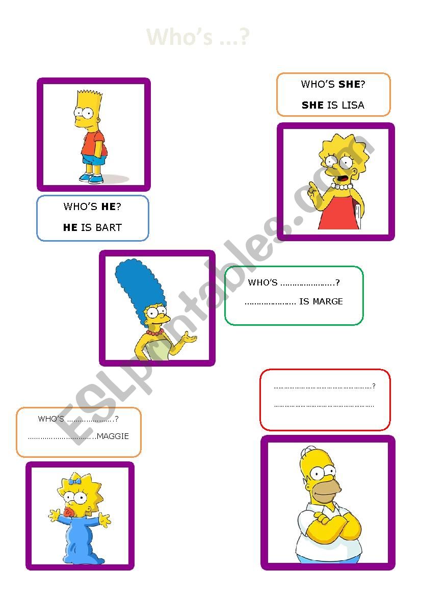 WHOÂ´S SHE? WHOÂ´S HE? worksheet