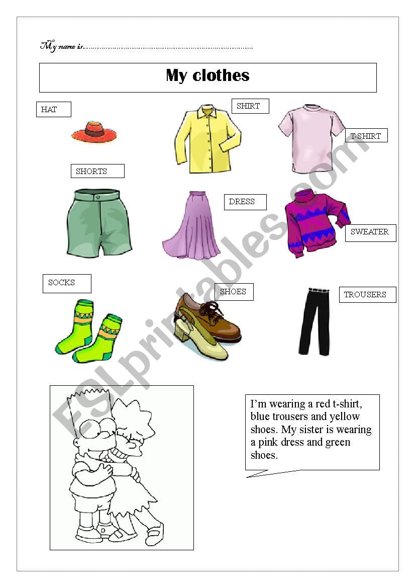 The clothes worksheet