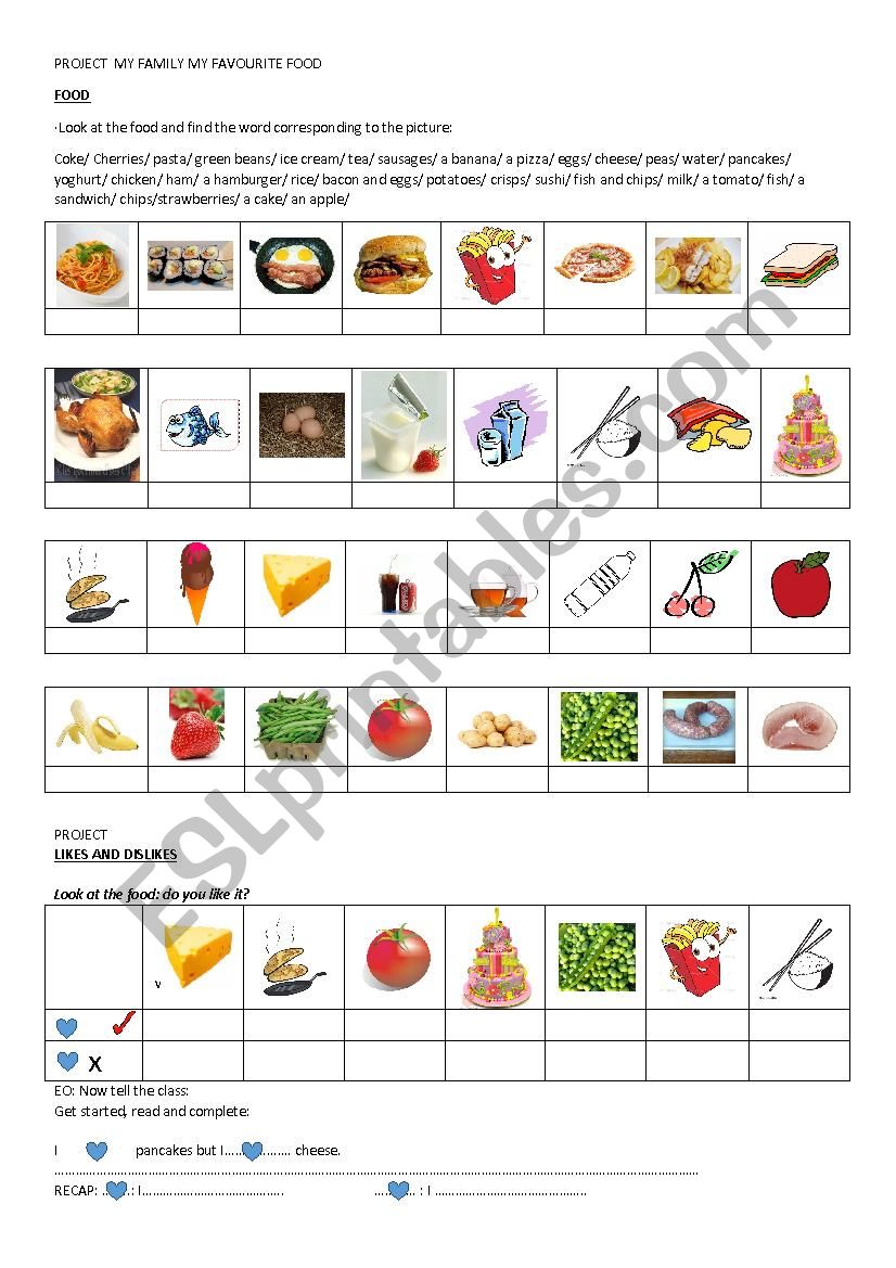 FOOD LIKES AND DISLIKES worksheet