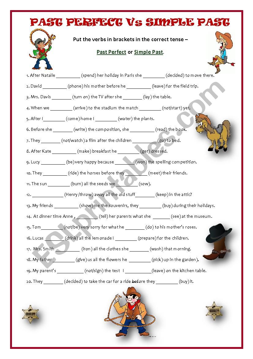 Past Perfect Vs Simple Past worksheet