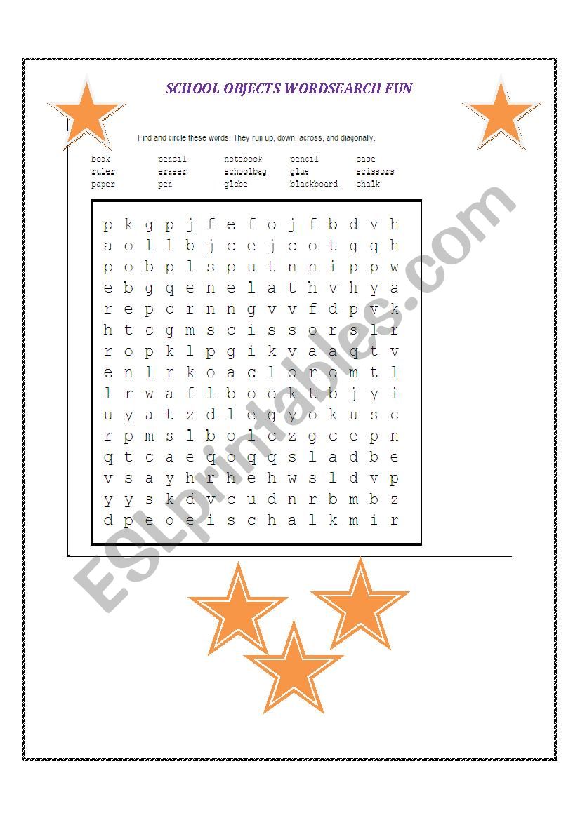 School Objects worksheet