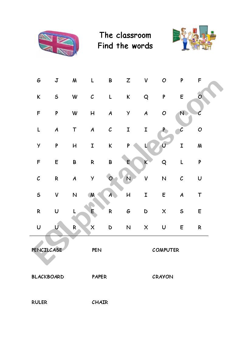 Classroom wordsearch worksheet