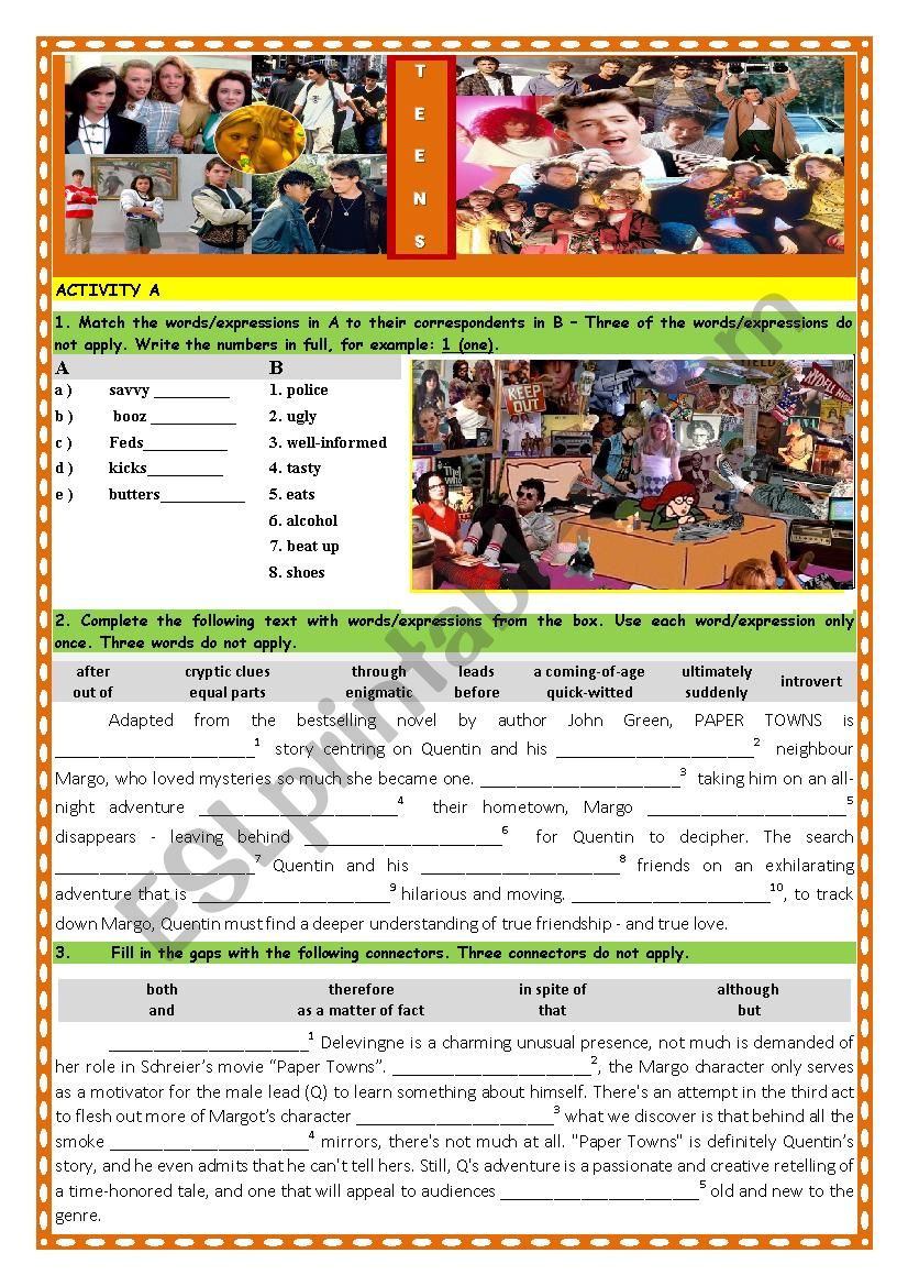TeensÂ´ world worksheet