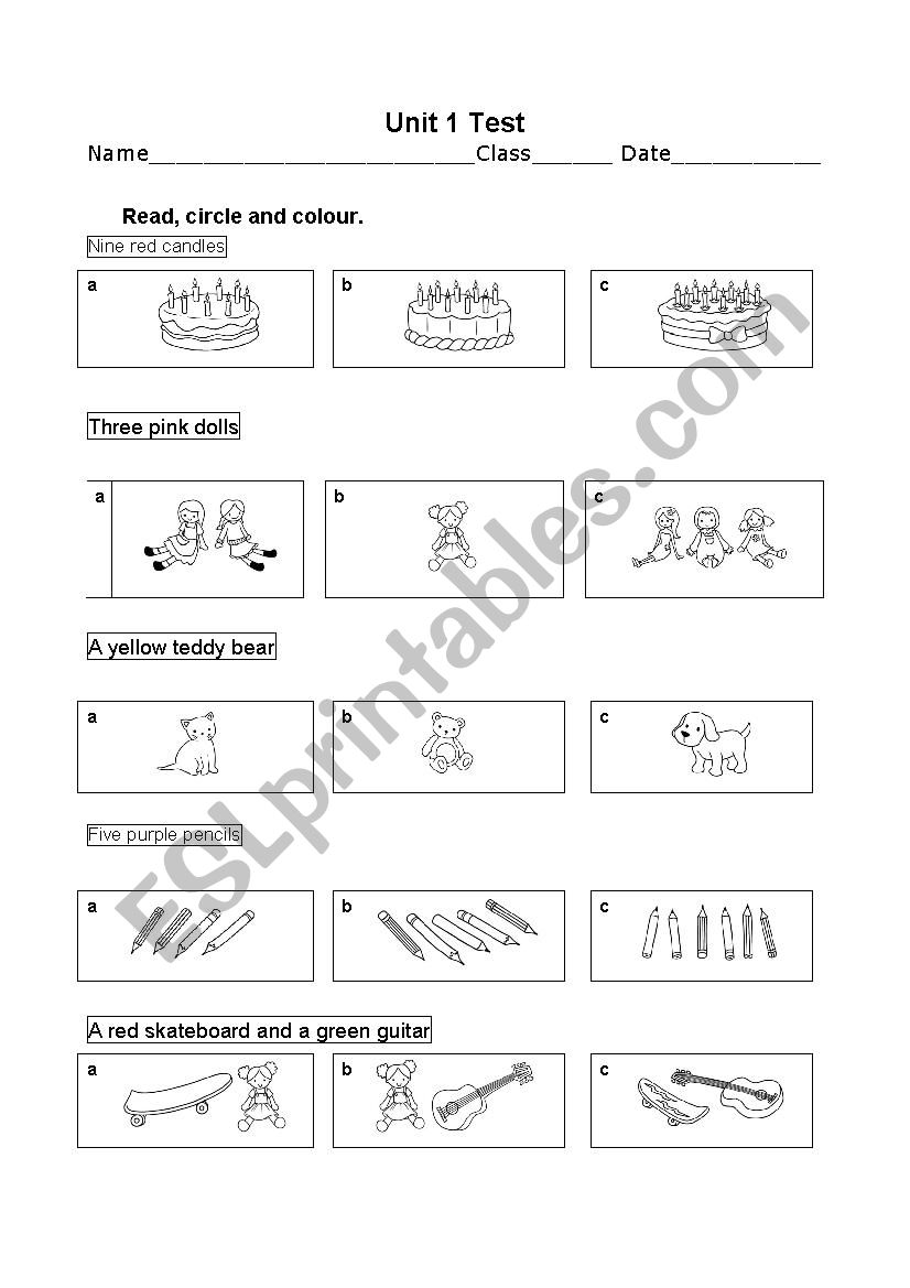 Unit 1 test worksheet