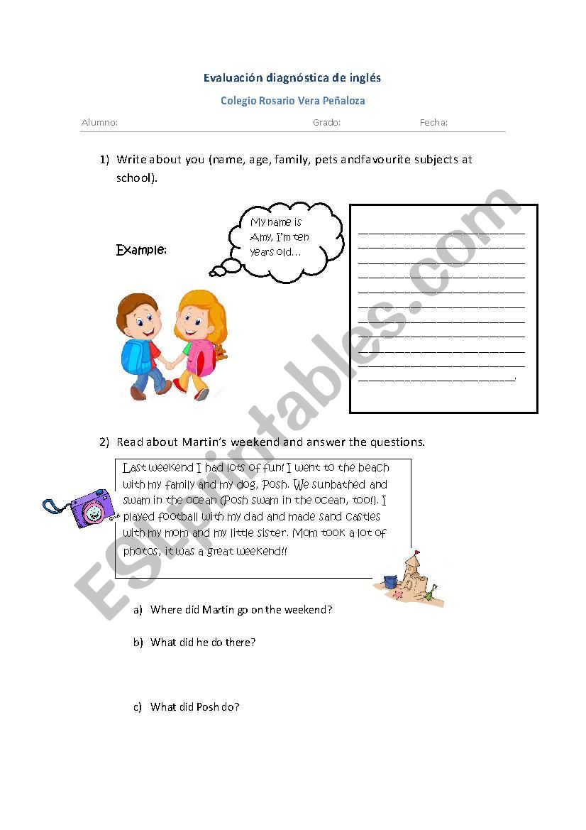 Test for 6th grade - Fully editable