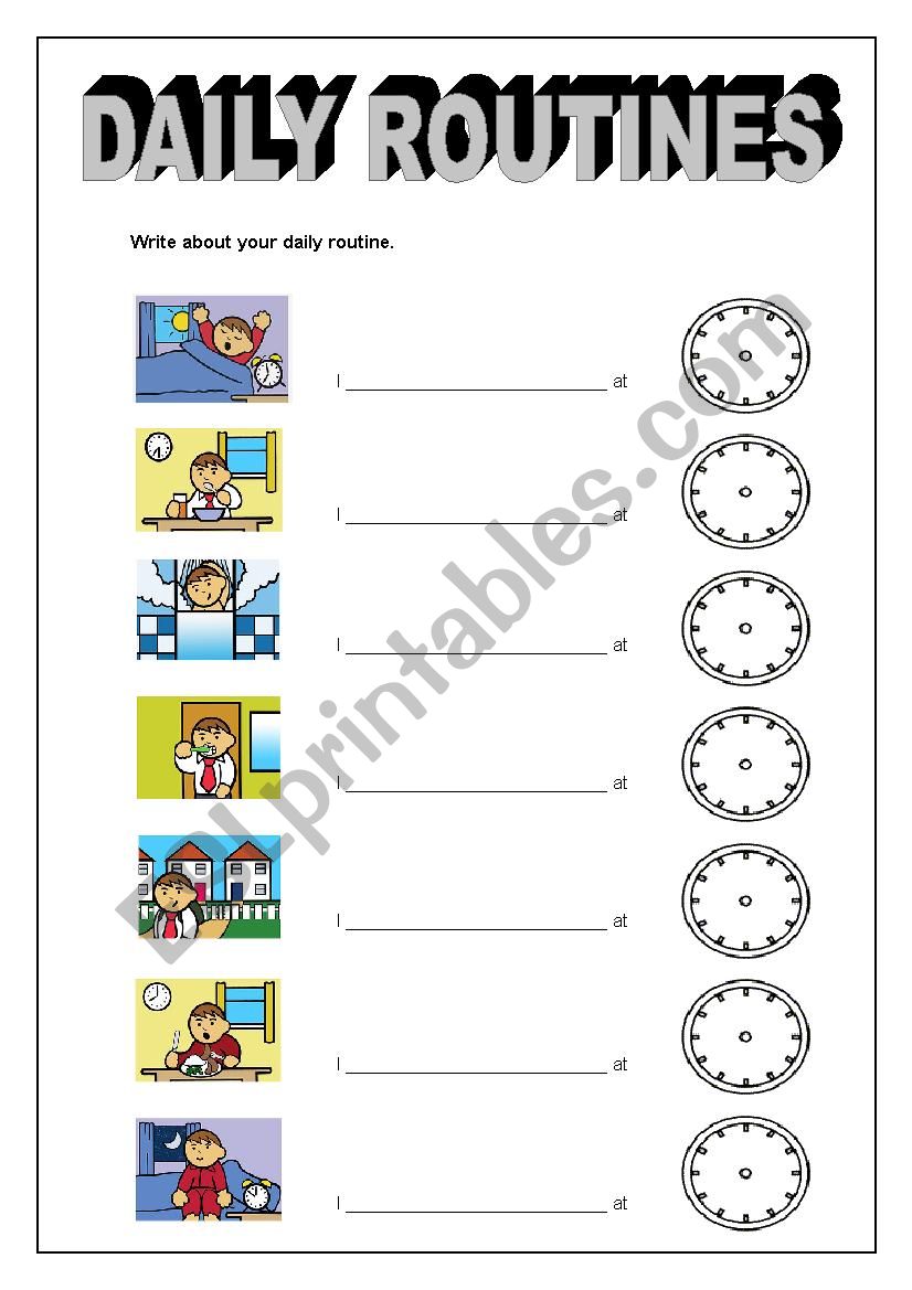 Daily routines worksheet