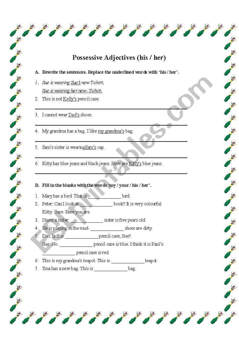 Possessive adjectives worksheet