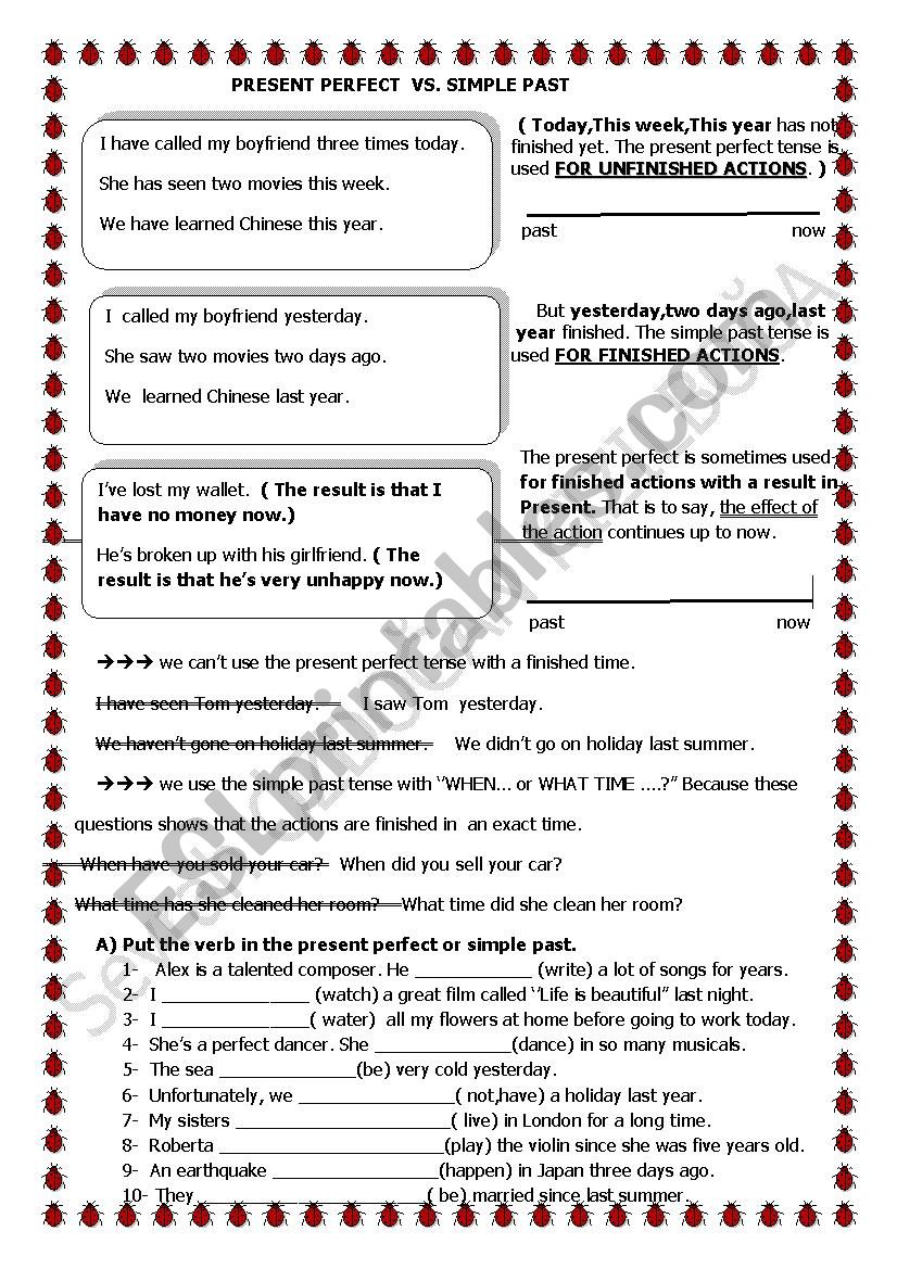 the present perfect vs the simple paast