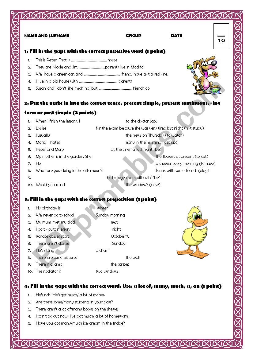 eso grammar worksheet