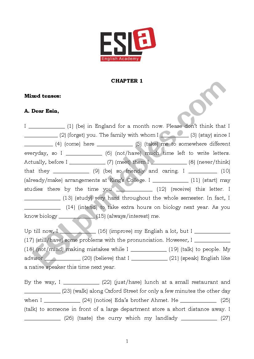 Tenses worksheet