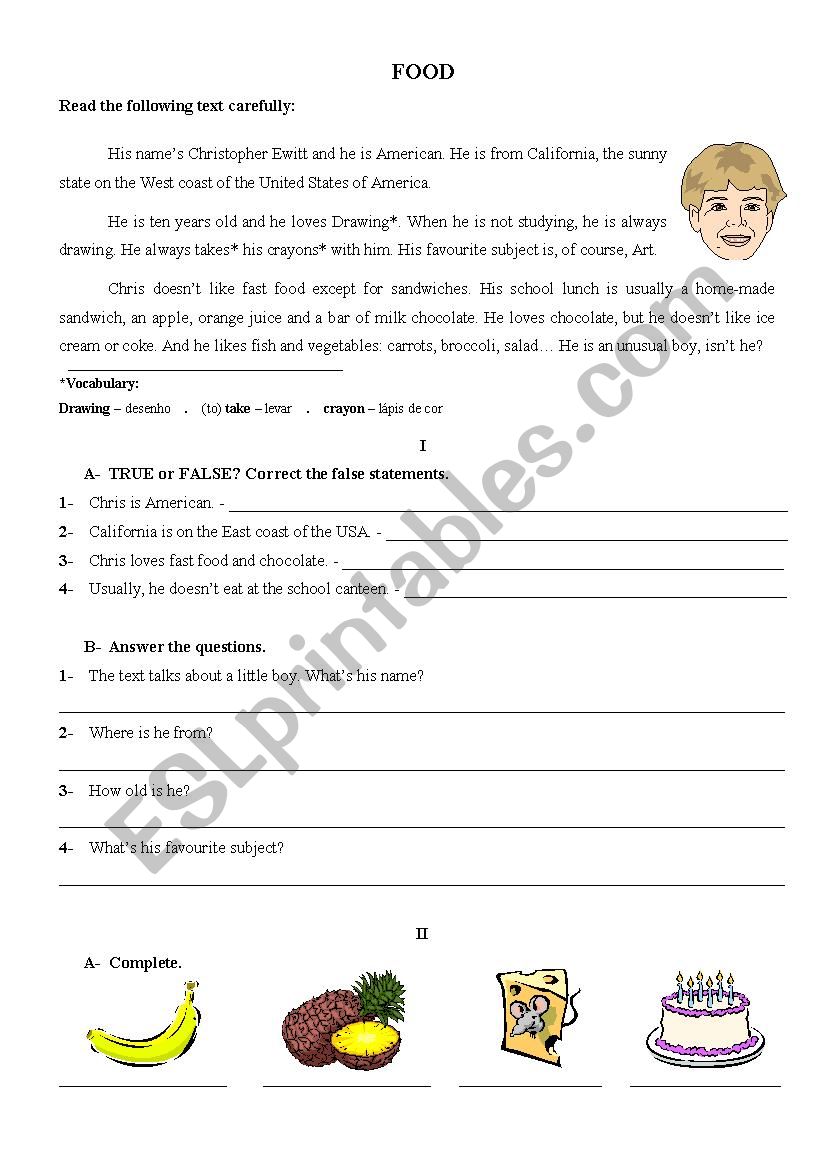 Food worksheet