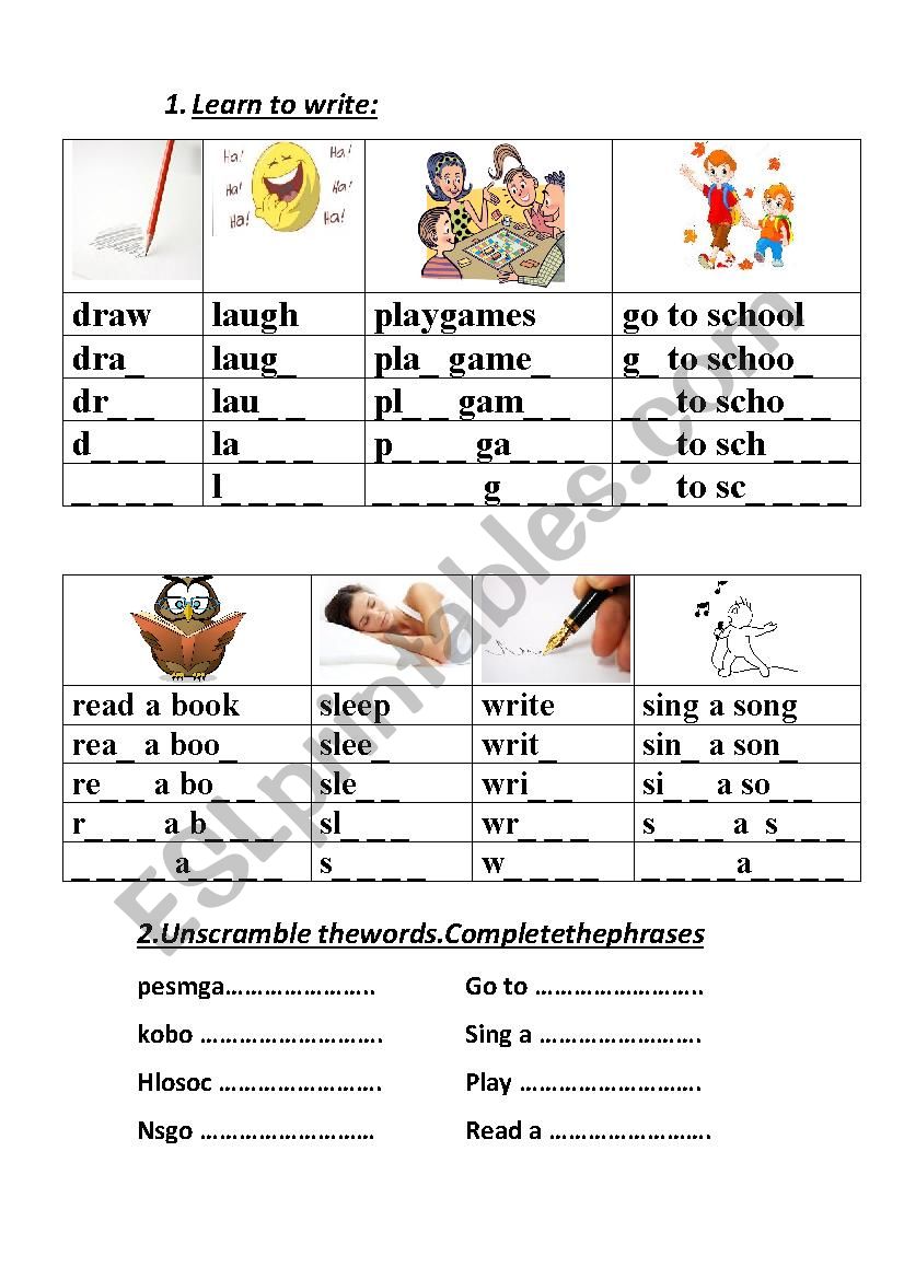 Verbs worksheet