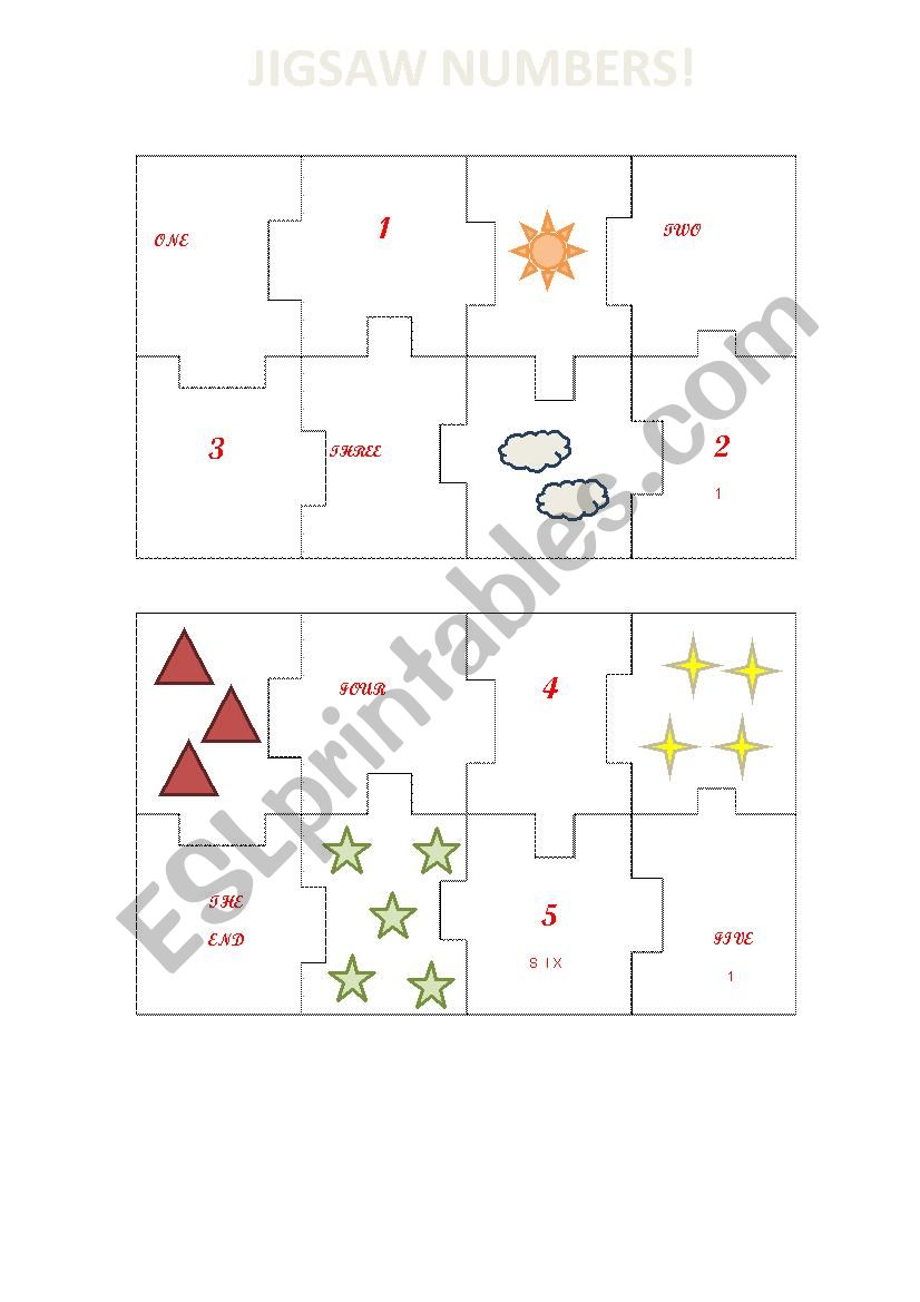 Jigsaw puzzle numbers worksheet