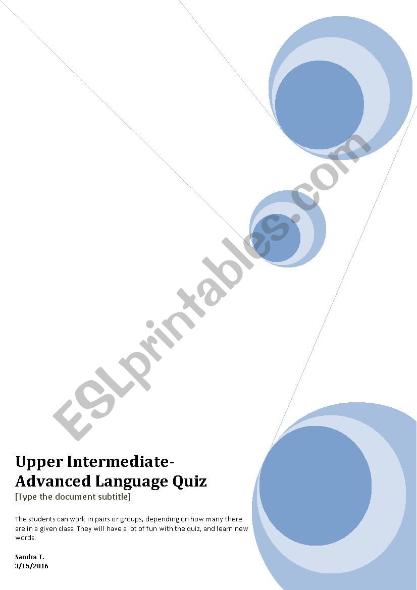 English Vocabuary Games Upper-Advanced Part I