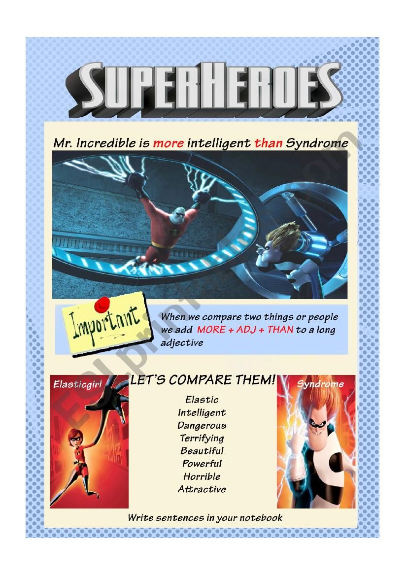 superheroes 7 worksheet