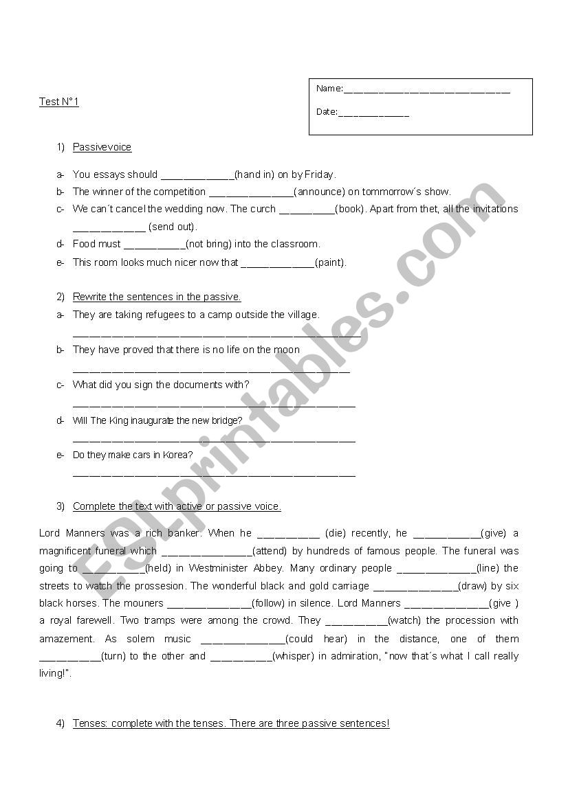 revision worksheet