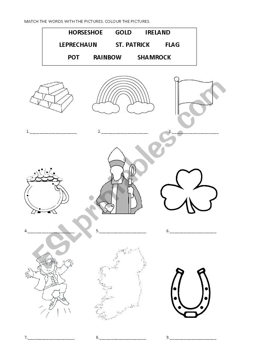 Saint Patricks Day vocabulary