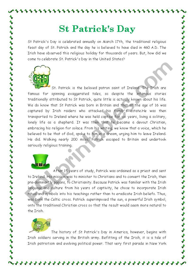 St patricks day worksheet