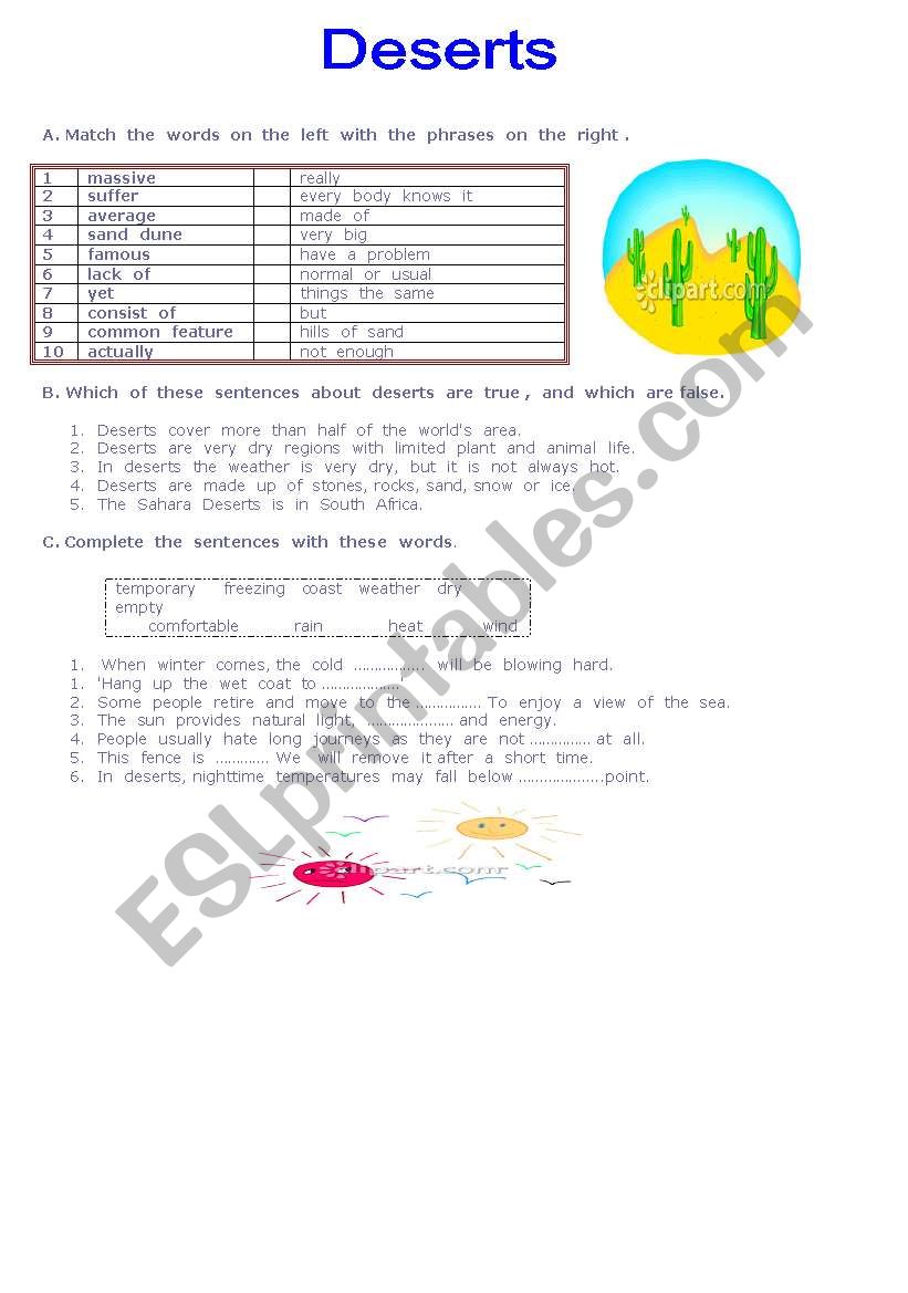 DESERT worksheet