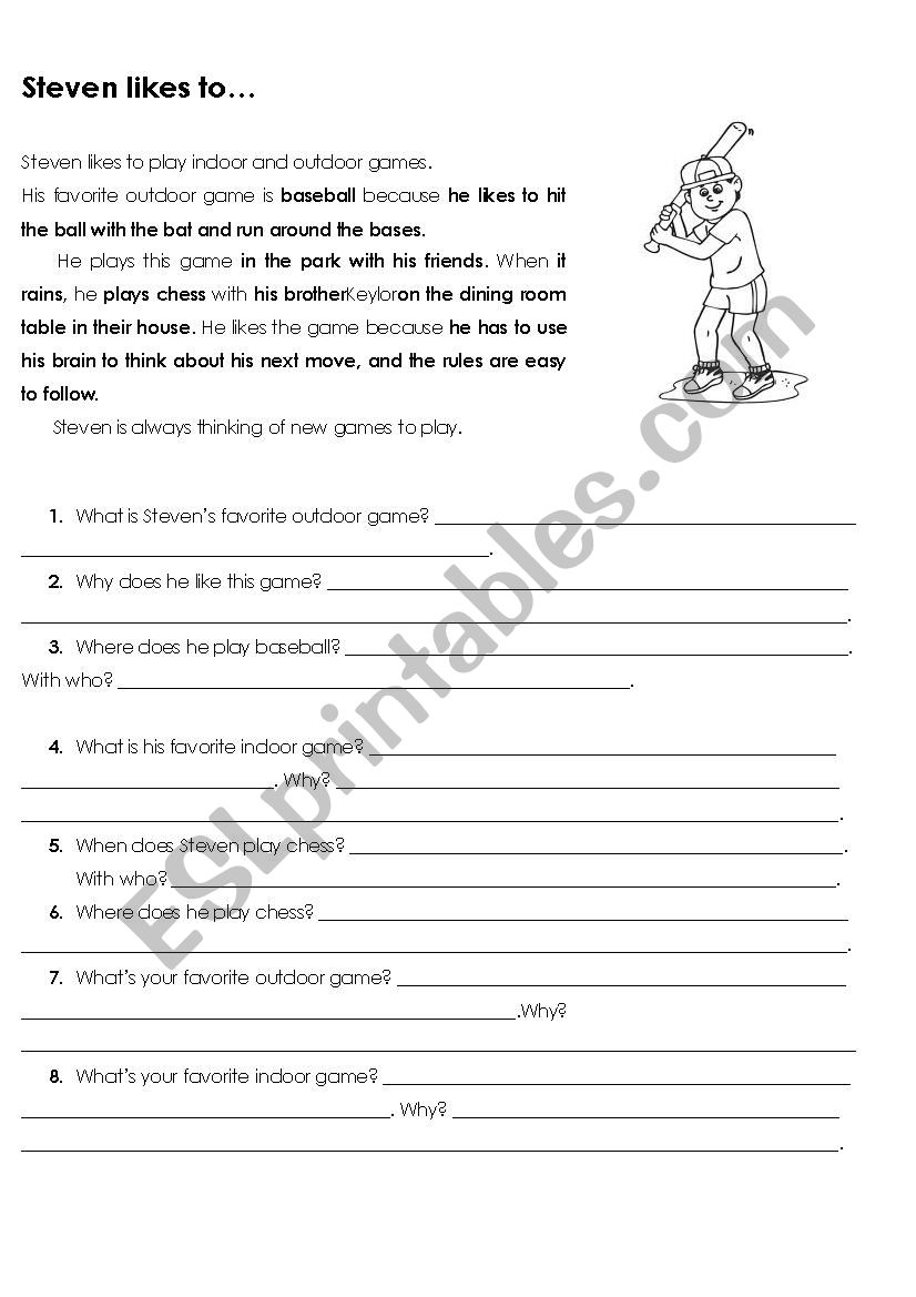 INDOOR AND OUTDOOR ACTIVITIES worksheet