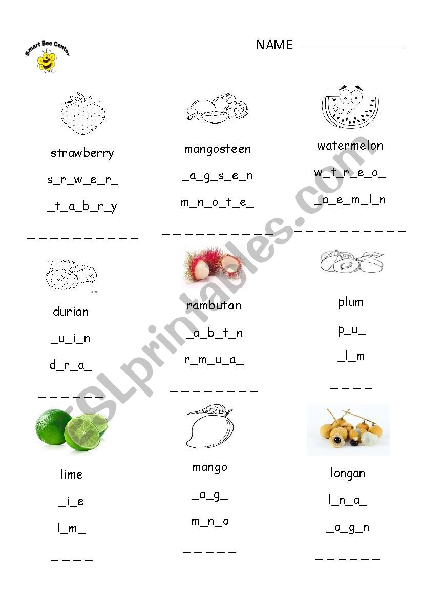 fruit worksheet