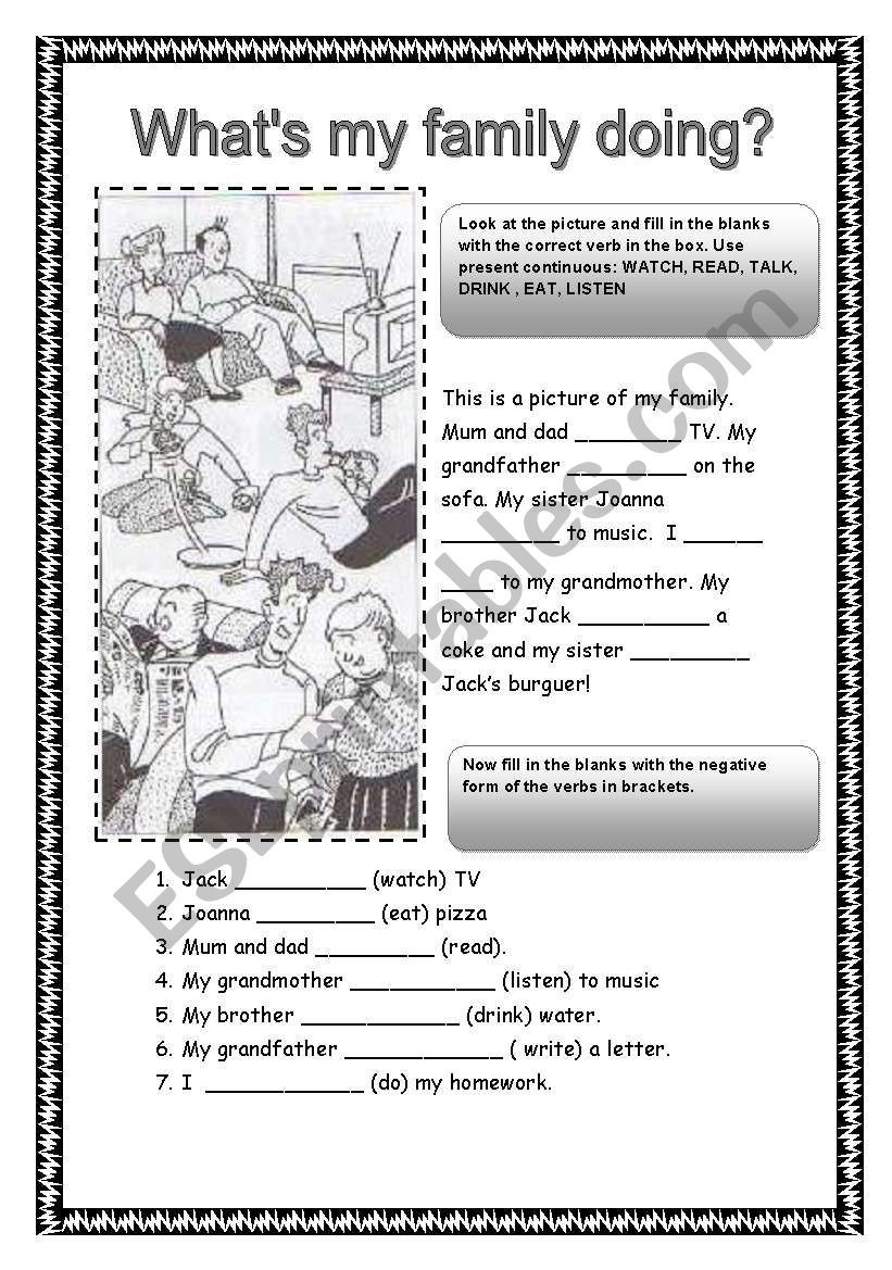 Whats my family doing? worksheet